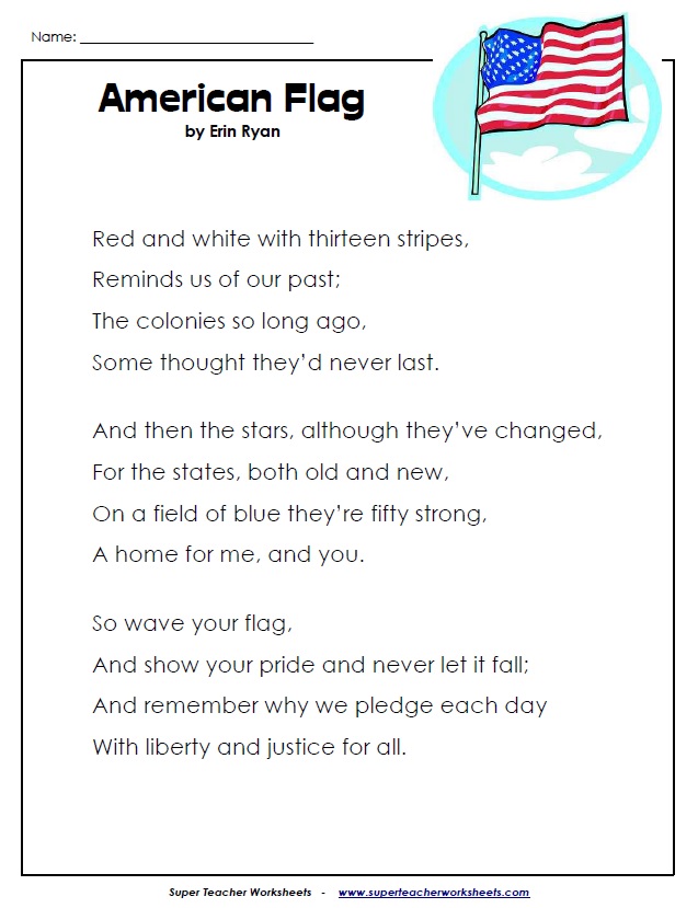 Printable Poem About the American Flag Printable Poem About the American Flag