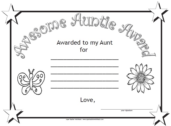 Awesome Auntie Award Awesome Auntie Award