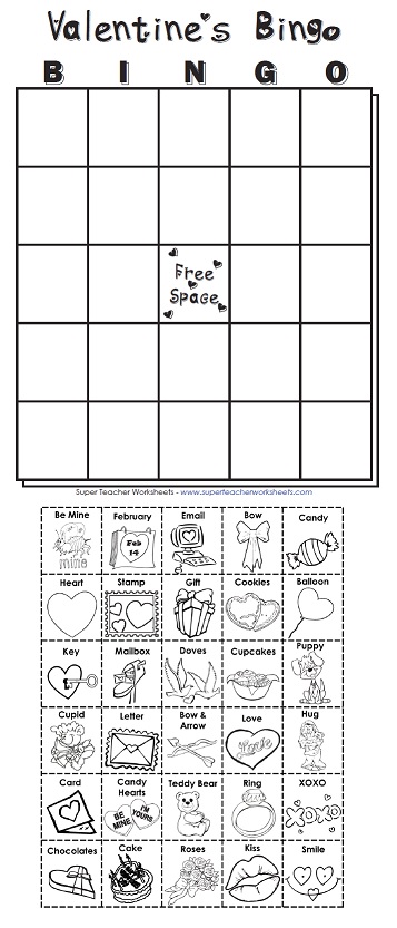 A Printable Bingo Game for Valentine's Day A Printable Bingo Game for Valentine's Day