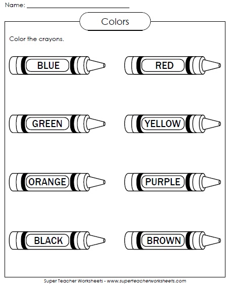 Printable Colors Worksheet Printable Colors Worksheet