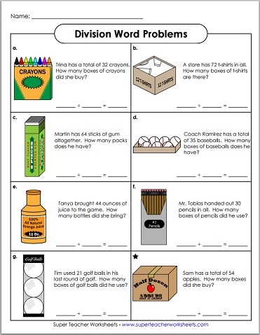 Basic Division Word Problems Basic Division Word Problems