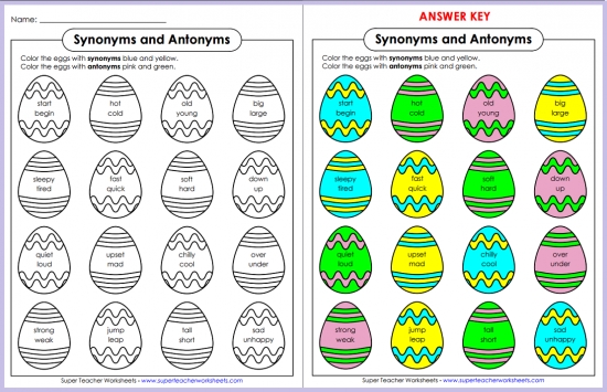 Synonym and Antonym Easter Eggs Synonym and Antonym Easter Eggs