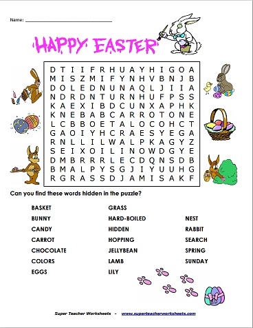 Easter Word Search Activity Easter Word Search Activity