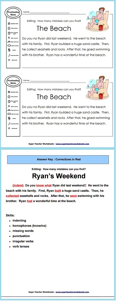 Proofreading Worksheet Proofreading Worksheet