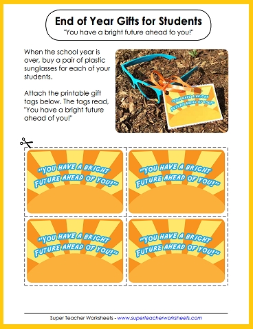 End of the Year Gift Sunglasses - Printable Gift Tags End of the Year Gift Sunglasses - Printable Gift Tags