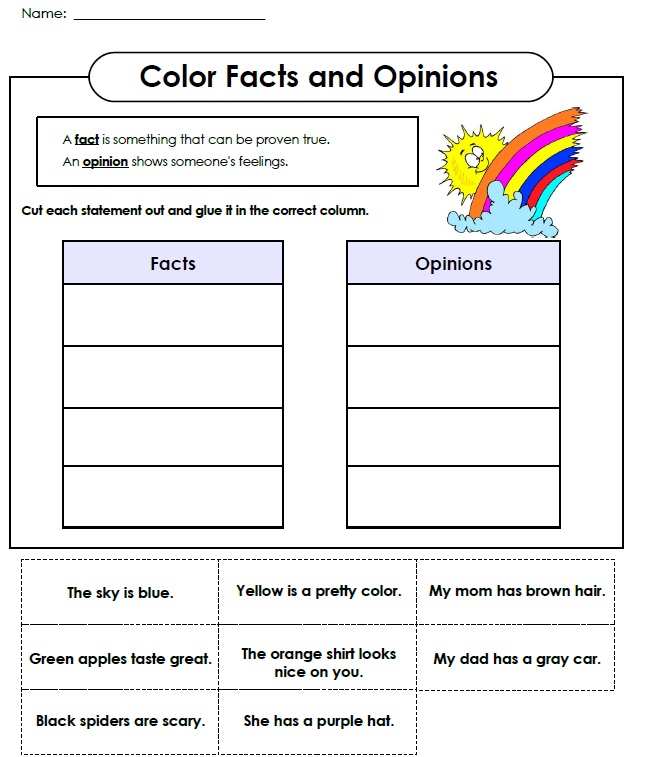 Printable Fact and Opinion Worksheet Printable Fact and Opinion Worksheet