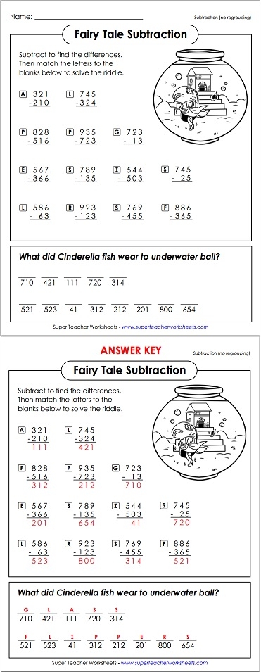 Subtraction Math Riddle Subtraction Math Riddle