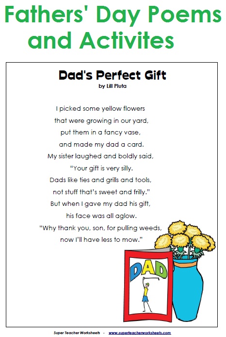 Father's Day Poems and Worksheets Father's Day Poems and Worksheets