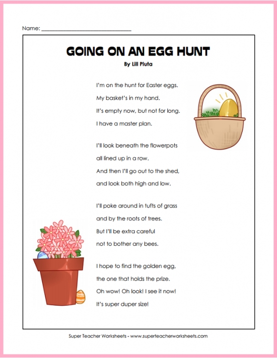 Going on an Egg Hunt Poem Going on an Egg Hunt Poem