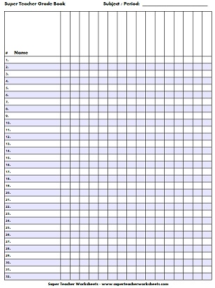 Printable Gradebook Printable Gradebook