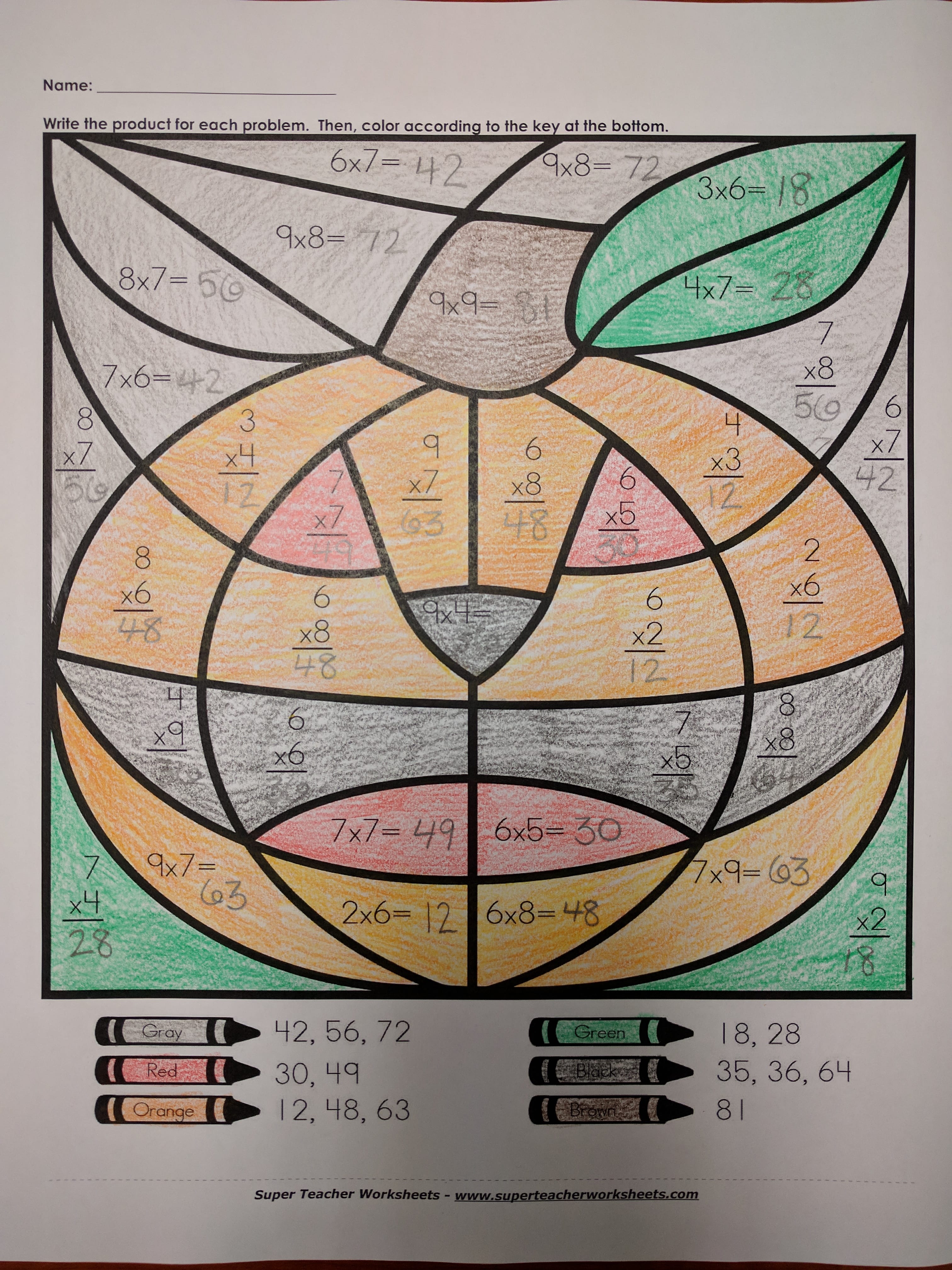 Pumpkin Coloring Math Activity Pumpkin Coloring Math Activity