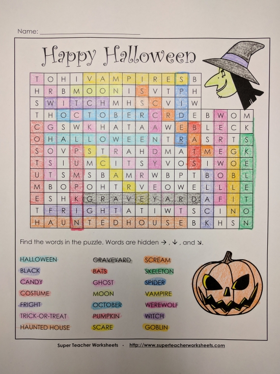 Halloween Word Search Puzzle Halloween Word Search Puzzle