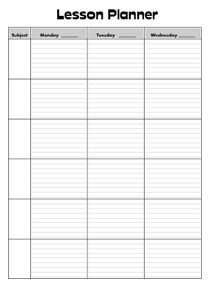 Printable Lesson Planner Pages Printable Lesson Planner Pages