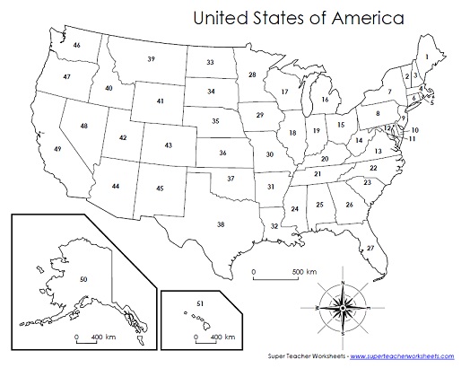 USA - Numbered Map USA - Numbered Map