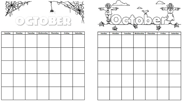 Printable Calendars for October Printable Calendars for October