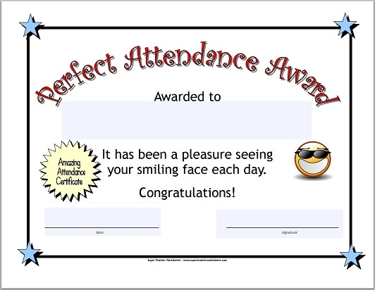 Perfect Attendance Certificate Perfect Attendance Certificate
