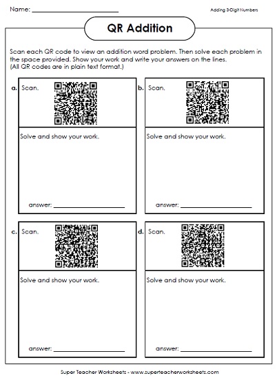QR Code Worksheets (Math) QR Code Worksheets (Math)