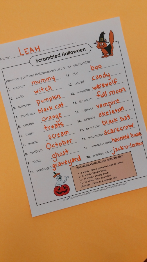 Halloween Scramble Halloween Scramble