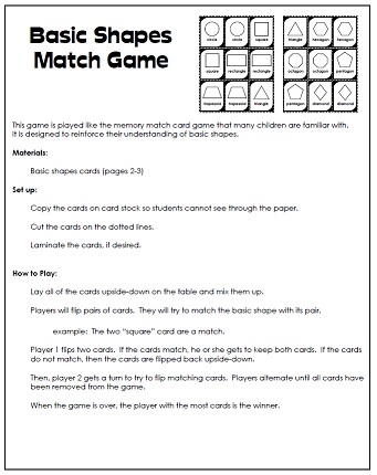 Printable Matching Game Printable Matching Game