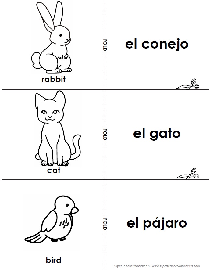 Printable Spanish Flaschards - Pets Printable Spanish Flaschards - Pets