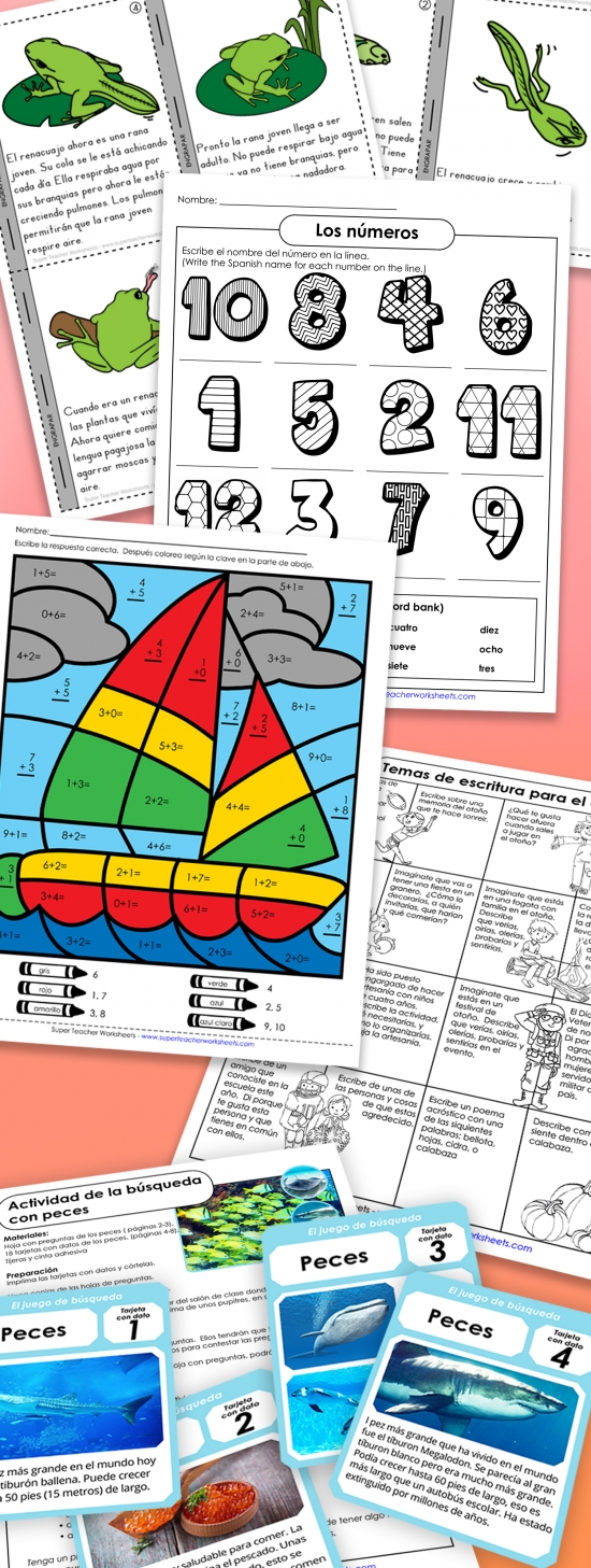 Spanish-translated Worksheets Spanish-translated Worksheets