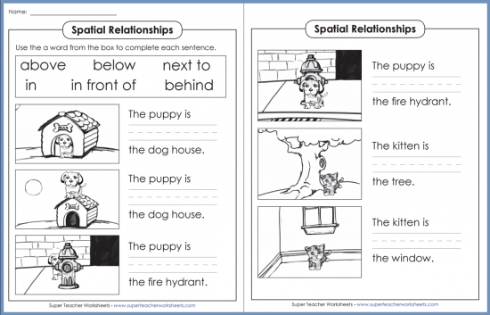 Spatial Relationships Activity Spatial Relationships Activity