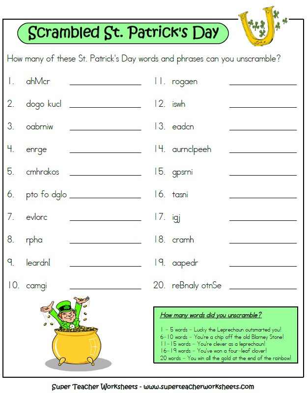 Leprechaun Craft Scramble Worksheet Leprechaun Craft Scramble Worksheet