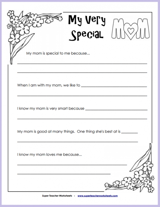 My Very Special Mom Printable Activity My Very Special Mom Printable Activity