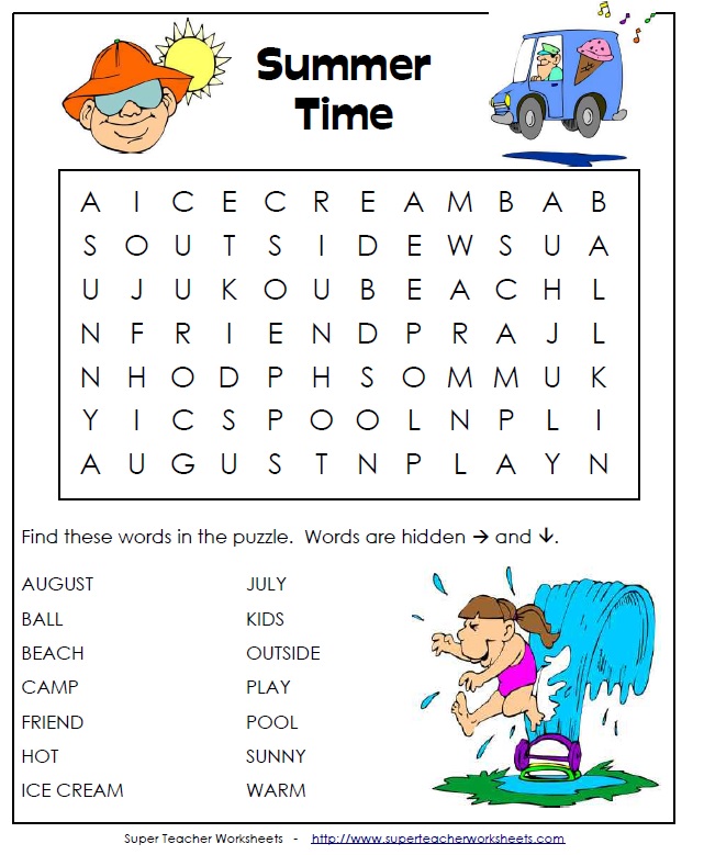 Printable Summer Word Search Printable Summer Word Search