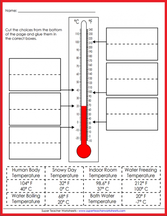 Cut and Glue Temperature Activity Cut and Glue Temperature Activity