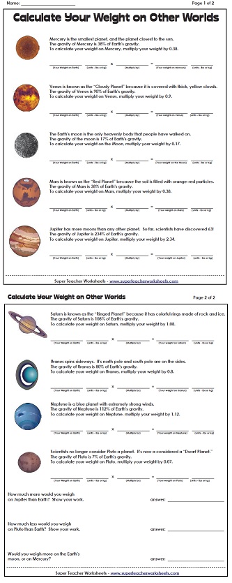A Fun Planet Worksheet A Fun Planet Worksheet