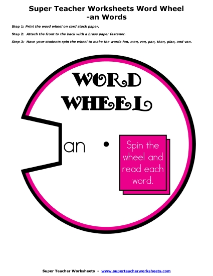 Word Family Word Wheels - -an Word Wheel (Printable PDF Worksheet)
