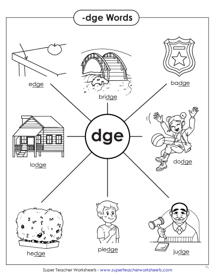 Anchor Chart - -dge Words Anchor Chart  (Printable PDF Worksheet)