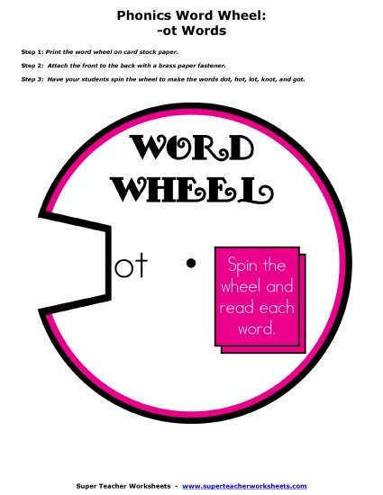 Word Family Word Wheels - -ot Word Wheel (Printable PDF Worksheet)
