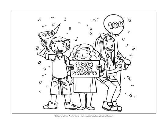 Activities & Worksheets - 100 Days Coloring Picture (Printable PDF Worksheet)