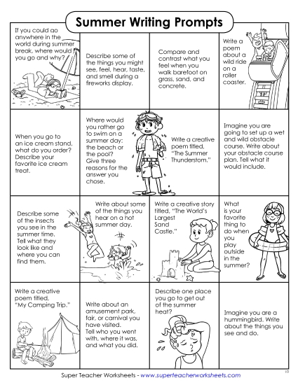 Writing - 16 Writing Prompts (Printable PDF Worksheet)