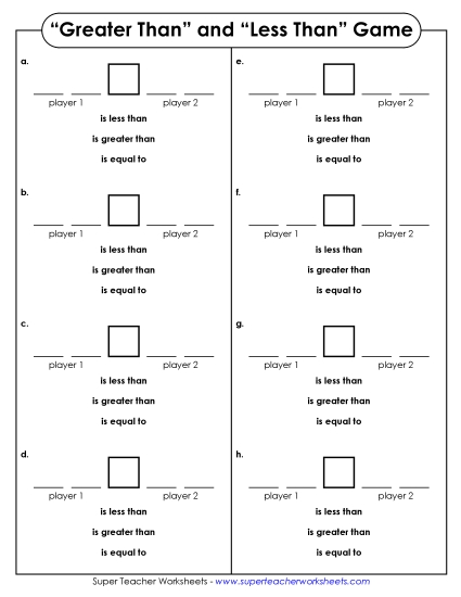 Comparing Numbers - 2-Digit Place Value Game (Printable PDF Worksheet)