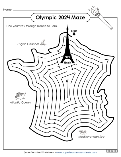 Mazes - 2024 Olympic Maze: France (Printable PDF Worksheet)