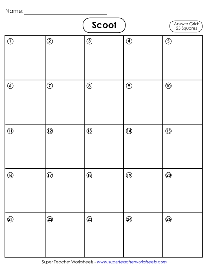 Templates - 25-Square Answer Grid (Printable PDF Worksheet)