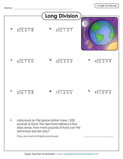 4-Digit Dividends - 4-Digit Dividends (Printable PDF Worksheet)