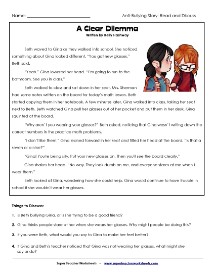 Read & Discuss Stories - A Clear Dilemma (Printable PDF Worksheet)