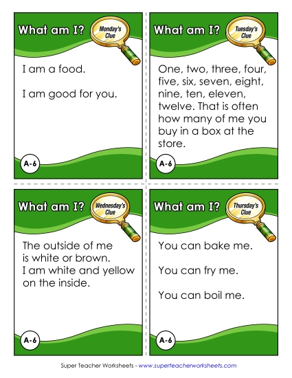 1st Grade - A6 - Egg (Printable PDF Worksheet)