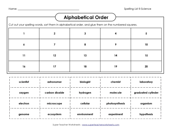 ABC Order - ABC Order: Cut and Glue (Printable PDF Worksheet)