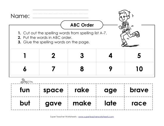 ABC Order - ABC Order - Cut & Glue (A-7) (Printable PDF Worksheet)