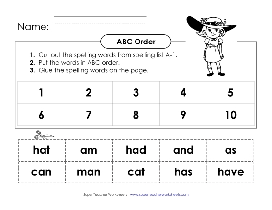 ABC Order - ABC Order - Cut & Paste (A-1) (Printable PDF Worksheet)