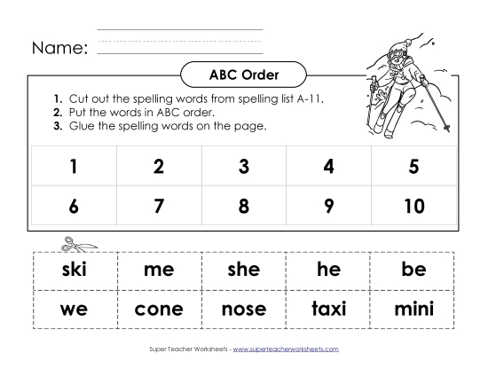 ABC Order - ABC Order: Cut-Glue (A-11) (Printable PDF Worksheet)
