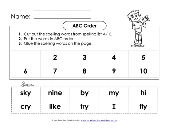 ABC Order - ABC Order: Cut n' Glue (A-10) (Printable PDF Worksheet)