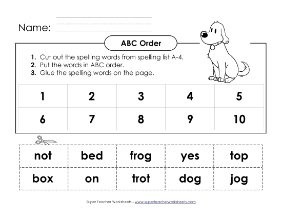 ABC Order - ABC Order - Glue & Cut (A-4) (Printable PDF Worksheet)