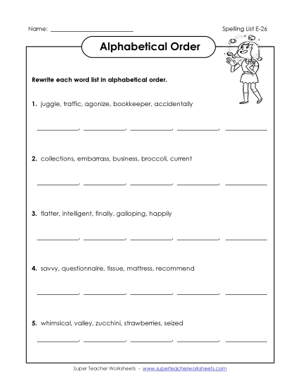 Alphabetical Order - ABC Order Groups (E-26)  (Printable PDF Worksheet)