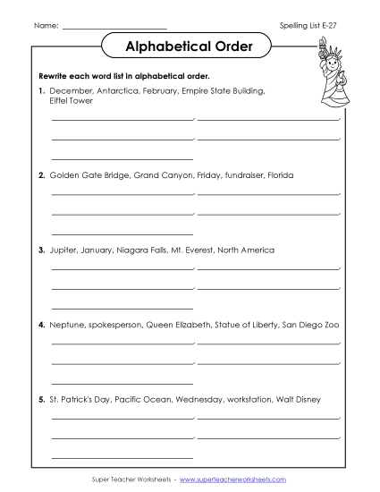 Alphabetical Order - ABC Order Groups (E-27)  (Printable PDF Worksheet)